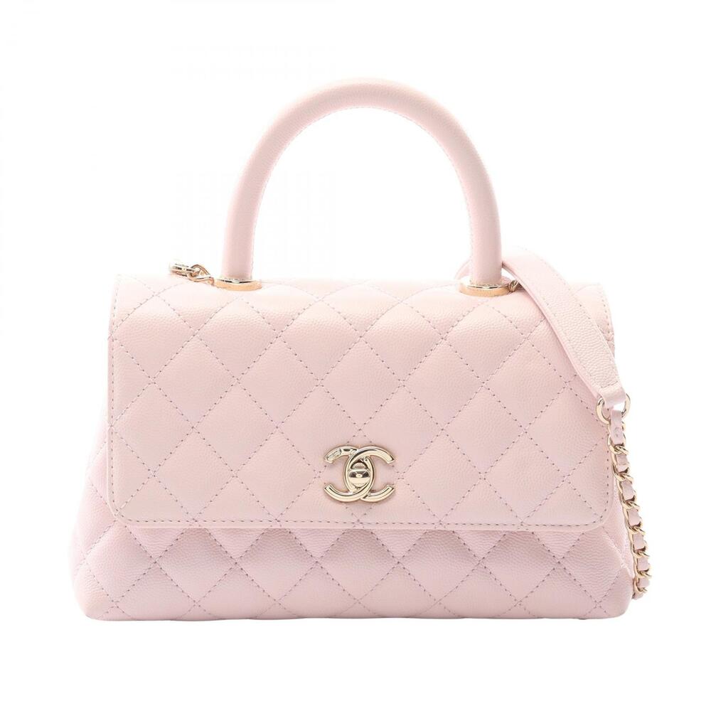 Chanel Coco Handle Flap Matelasse Handbag Calfskin Cowhide Pink